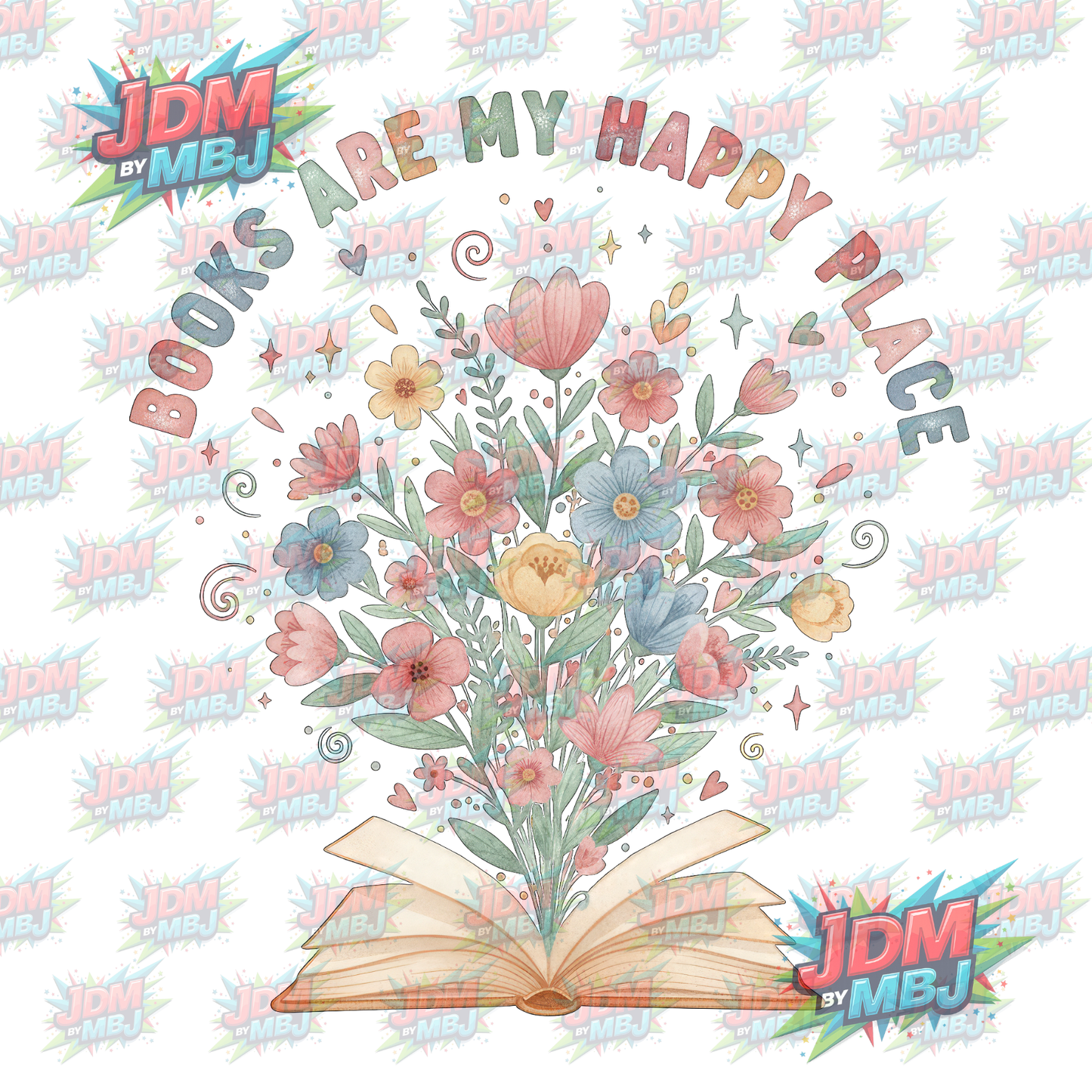 Iron On - Books are my Happy Place DTF 20cm