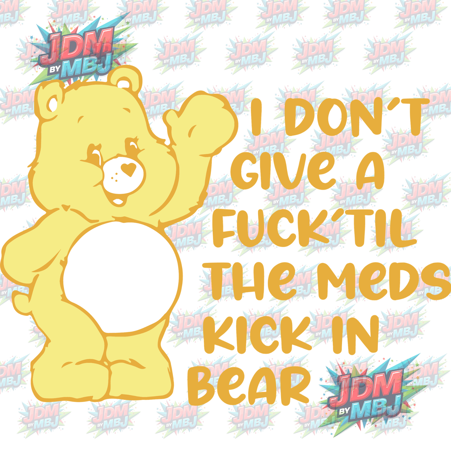 Iron On - CareBear (I Don't Give A) DTF 20cm