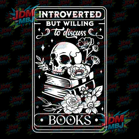 Iron On - Introverted But Willing to Disused Books DTF 20cm
