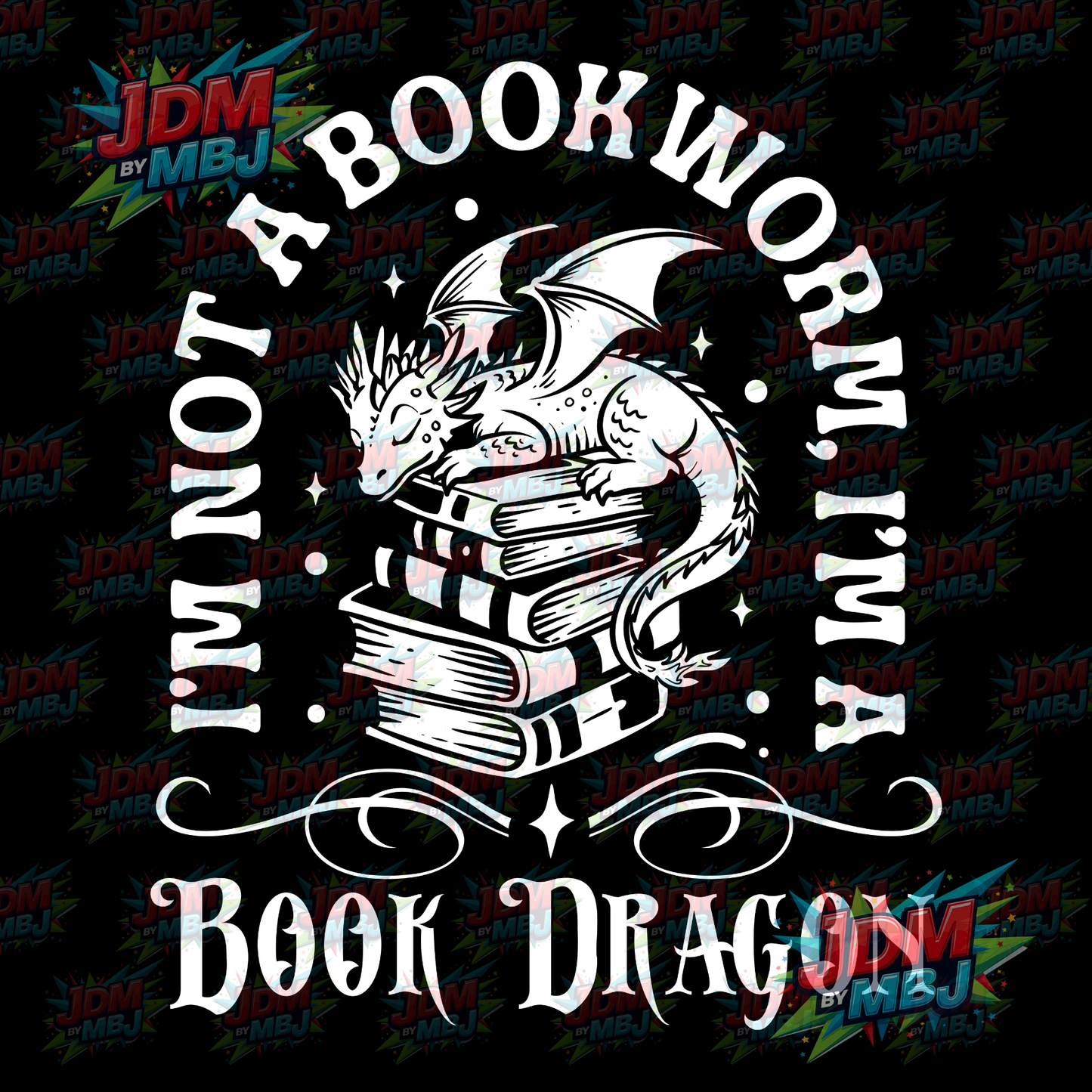 Iron On - Bookworm Dragon DTF 20cm
