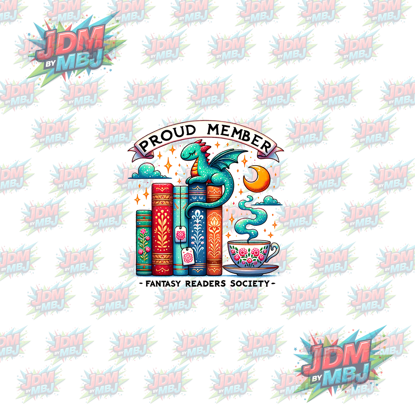 Iron On - Proud Member Fantasy Reader Book Society DTF 20cm
