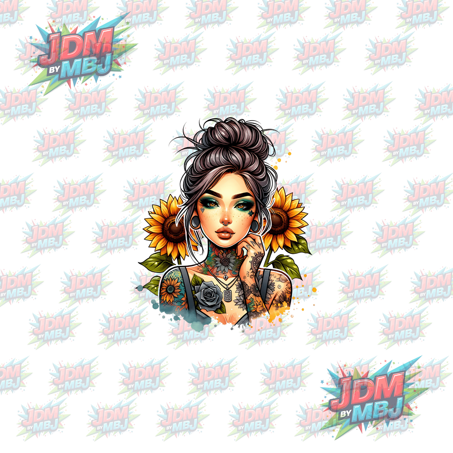 Tatuaje termoadhesivo - Chica tatuada DTF 25 cm