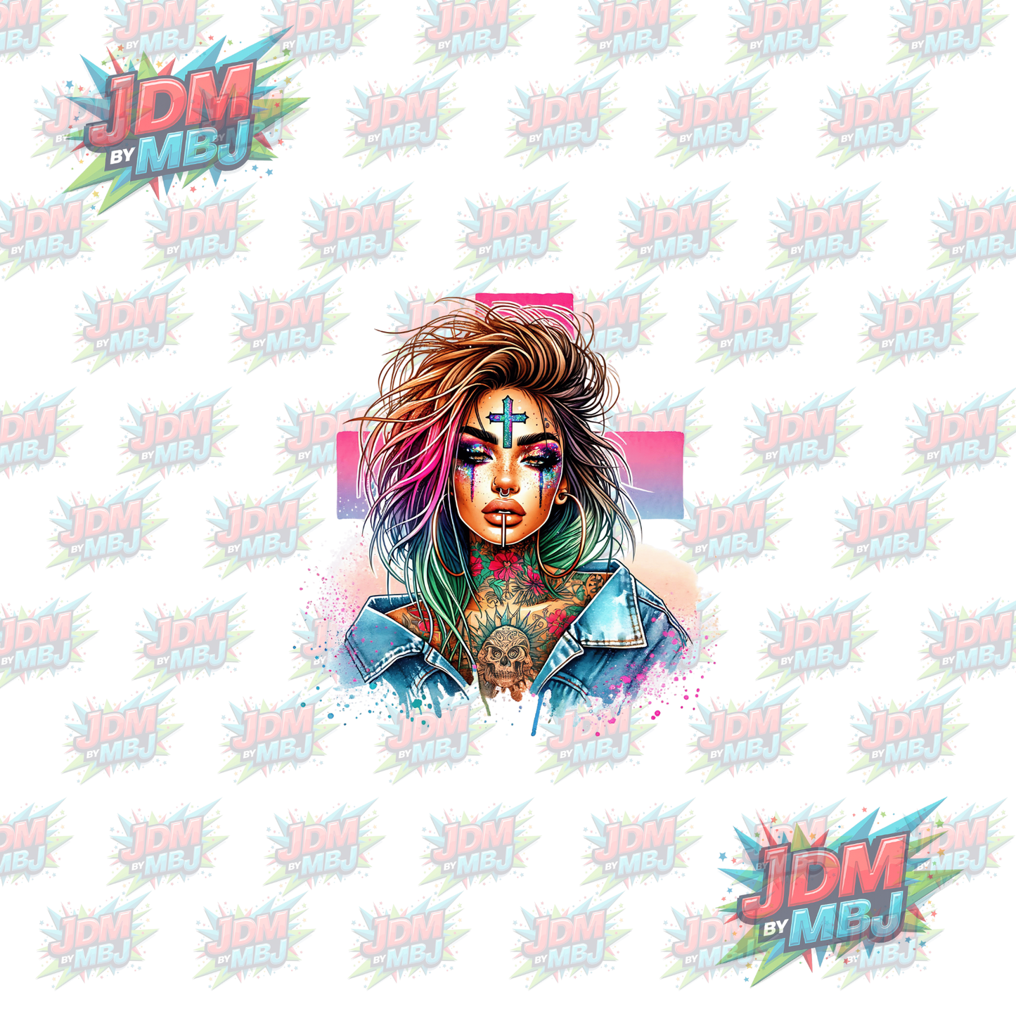 Tatuaje termoadhesivo - Chica tatuada DTF 25 cm