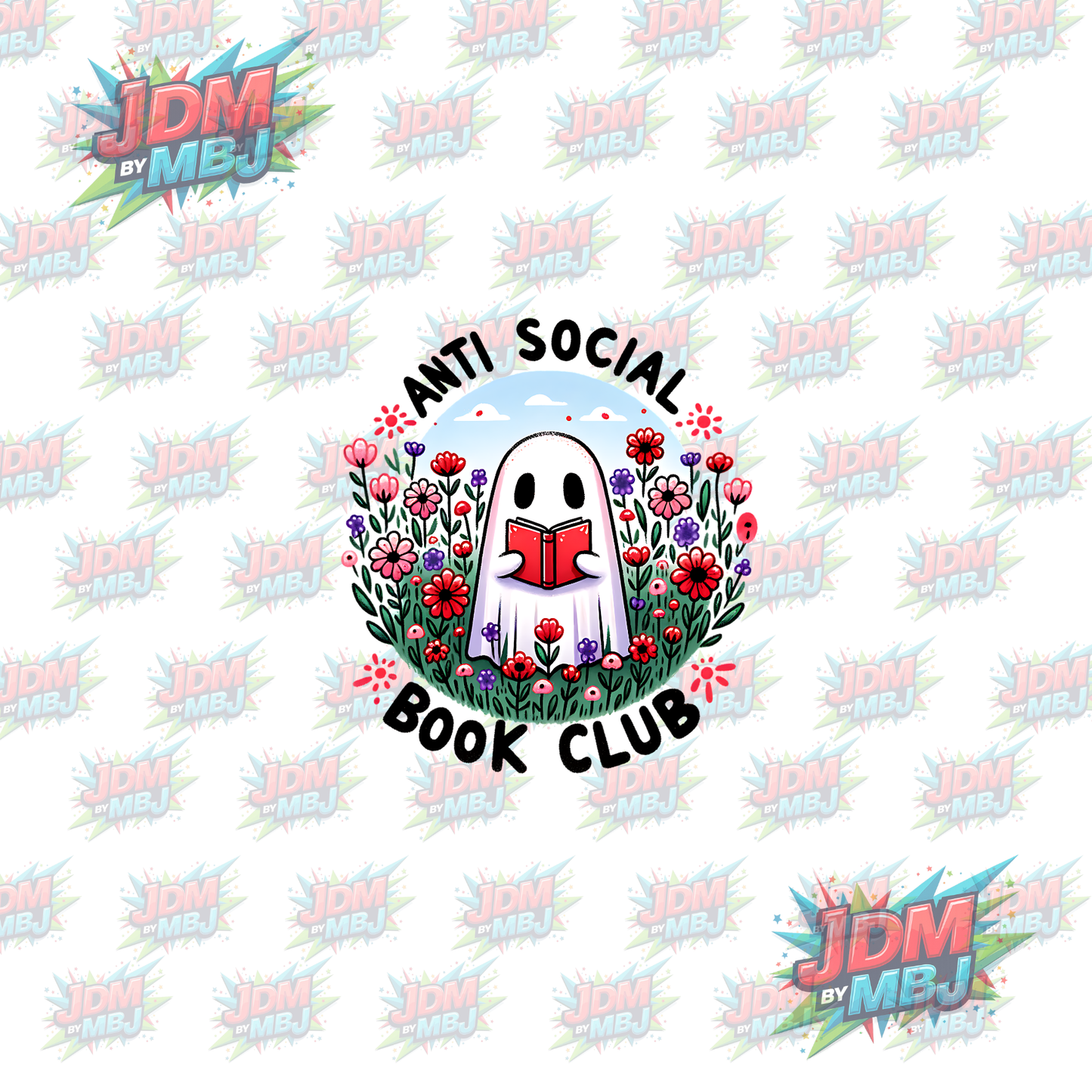 Iron On - Anti Social Book Club "Ghost" DTF 20cm