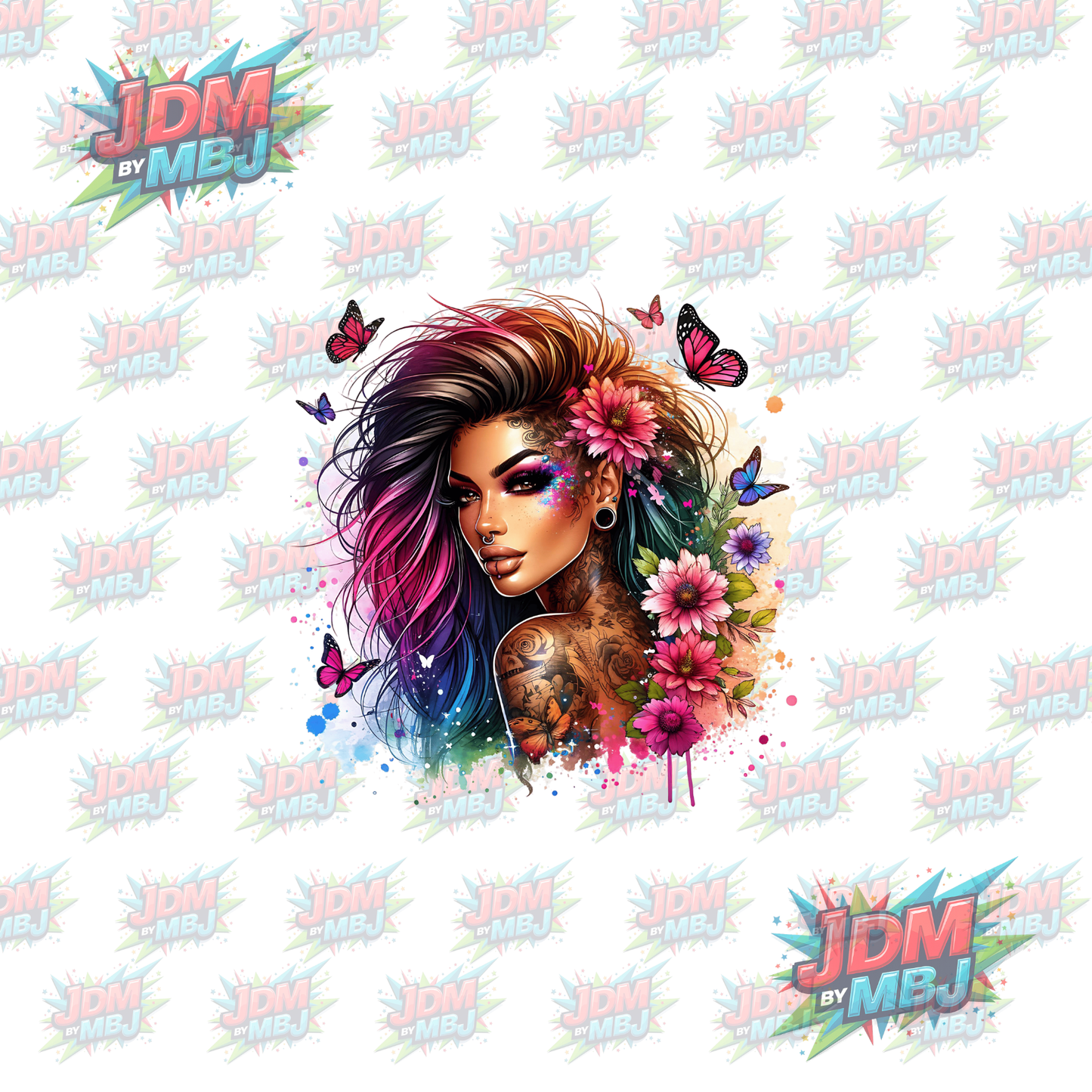 Tatuaje termoadhesivo - Chica tatuada DTF 25 cm