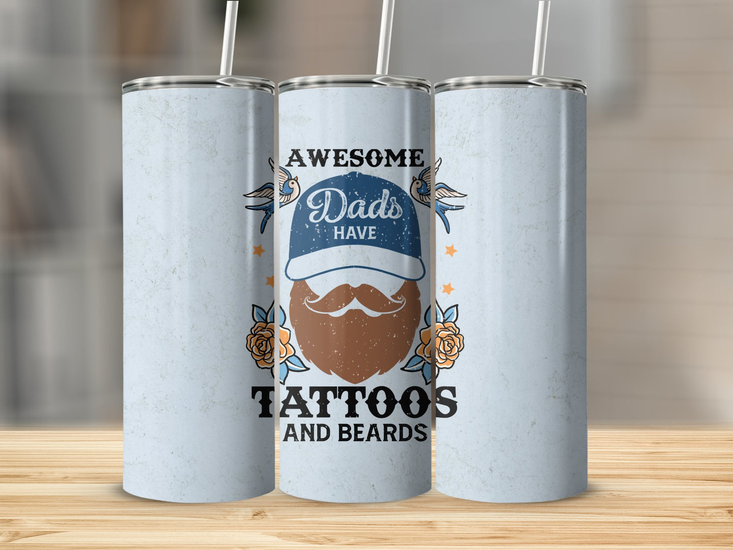Awesome Dads have Tattoo's & Beards Sublimation Prints