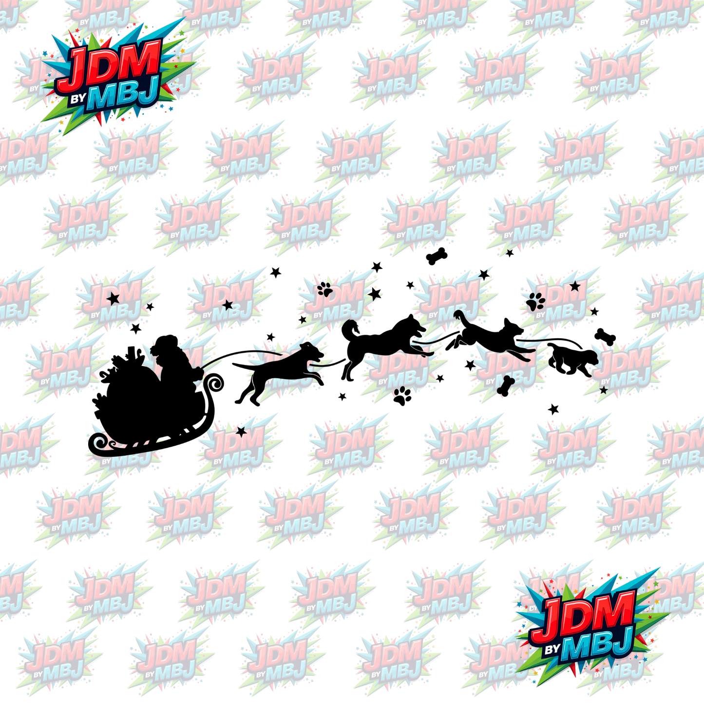 Iron On - Dog Christmas Skive DTF 30cm