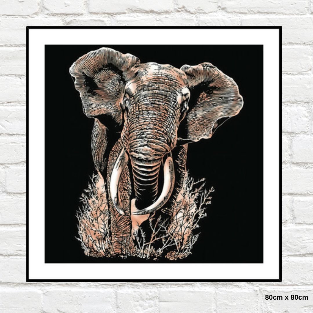 Elephant Glass Print 80x80cm