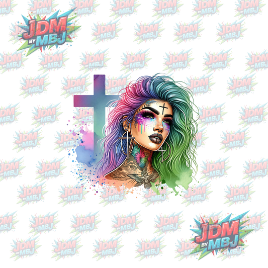 Tatuaje termoadhesivo - Chica tatuada DTF 25 cm