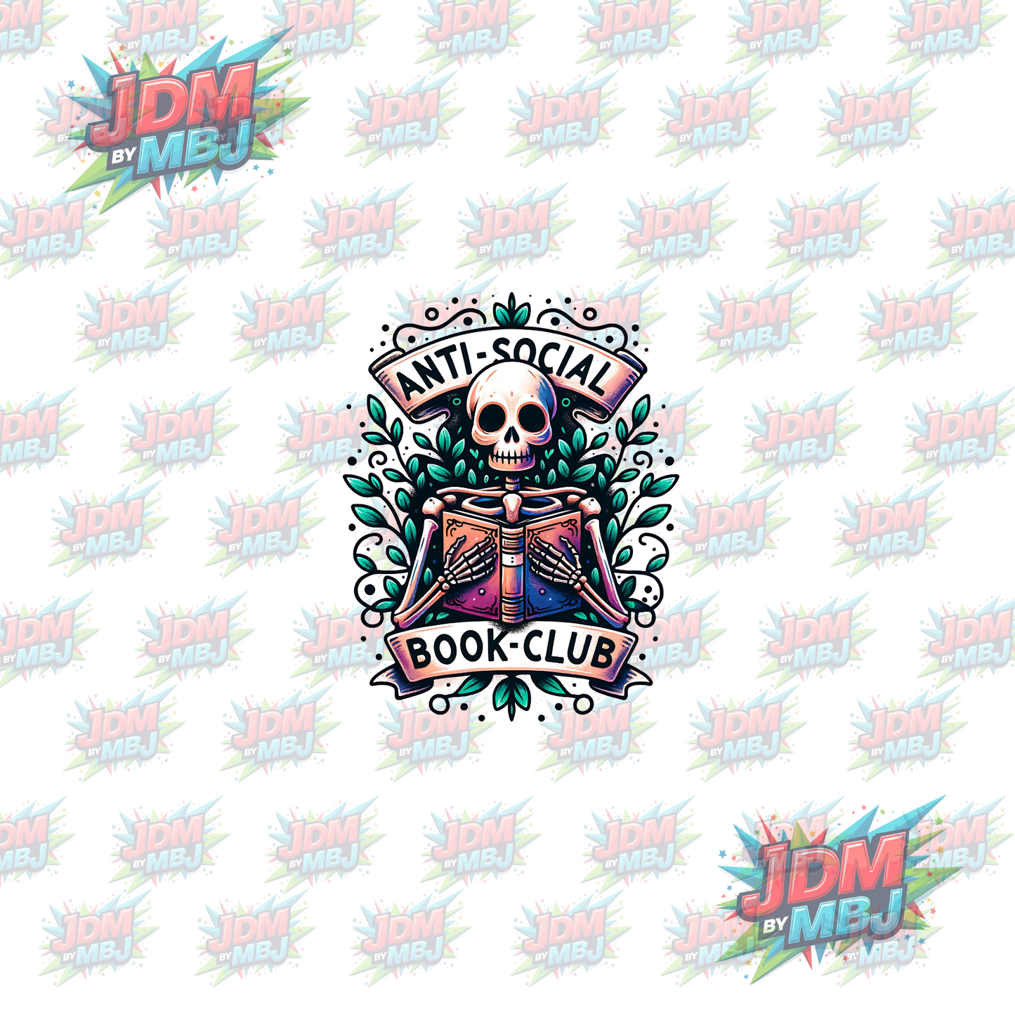 Iron On - Anti Social Book Club "Skull" DTF 20cm