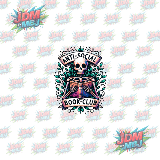 Iron On - Anti Social Book Club "Skull" DTF 20cm
