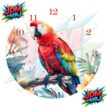 Impresiones de sublimación de relojes de 20 cm x 20 cm, inspirados en pájaros, perros y tigres.