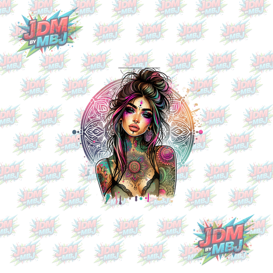 Tatuaje termoadhesivo - Chica tatuada DTF 25 cm