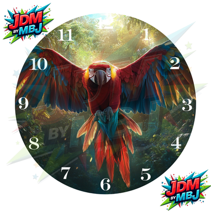 Impresiones de sublimación de relojes de 20 cm x 20 cm, inspirados en pájaros, perros y tigres.