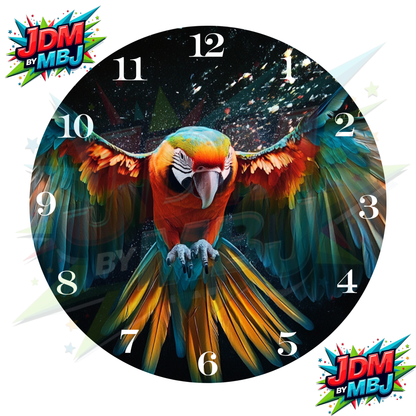 Impresiones de sublimación de relojes de 20 cm x 20 cm, inspirados en pájaros, perros y tigres.