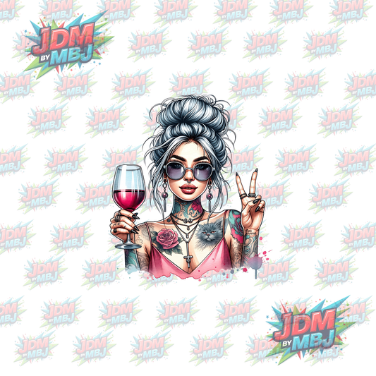 Tatuaje termoadhesivo - Chica tatuada DTF 25 cm