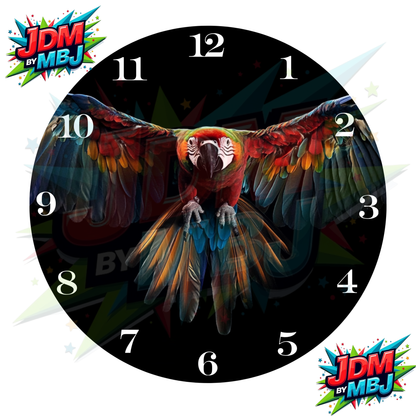 Impresiones de sublimación de relojes de 20 cm x 20 cm, inspirados en pájaros, perros y tigres.