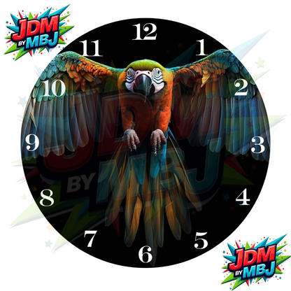 Impresiones de sublimación de relojes de 20 cm x 20 cm, inspirados en pájaros, perros y tigres.