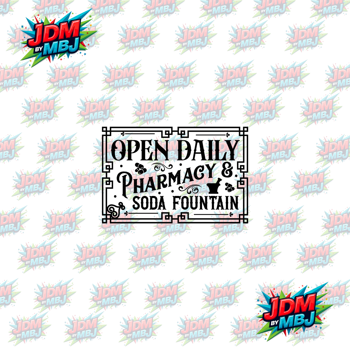 Iron On - Pharmacy Soda Fountain - Vintage Farm DTF 20cm
