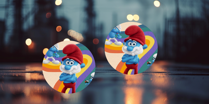 Impresiones de sublimación de posavasos para coche de Pitufo (8 por página)