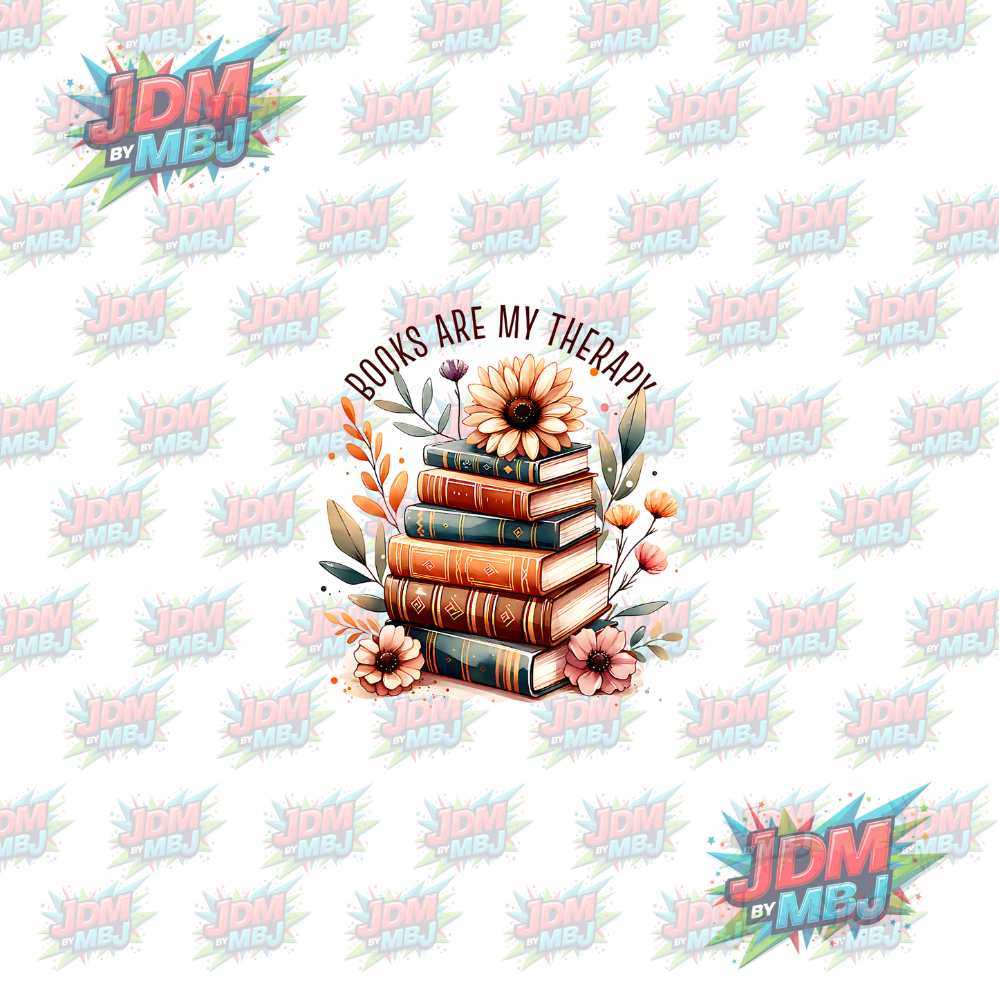 Iron On - Book Are My Therapy DTF 20cm