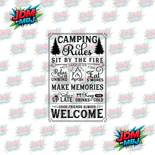 Iron On - Camping Rules DTF 30cm