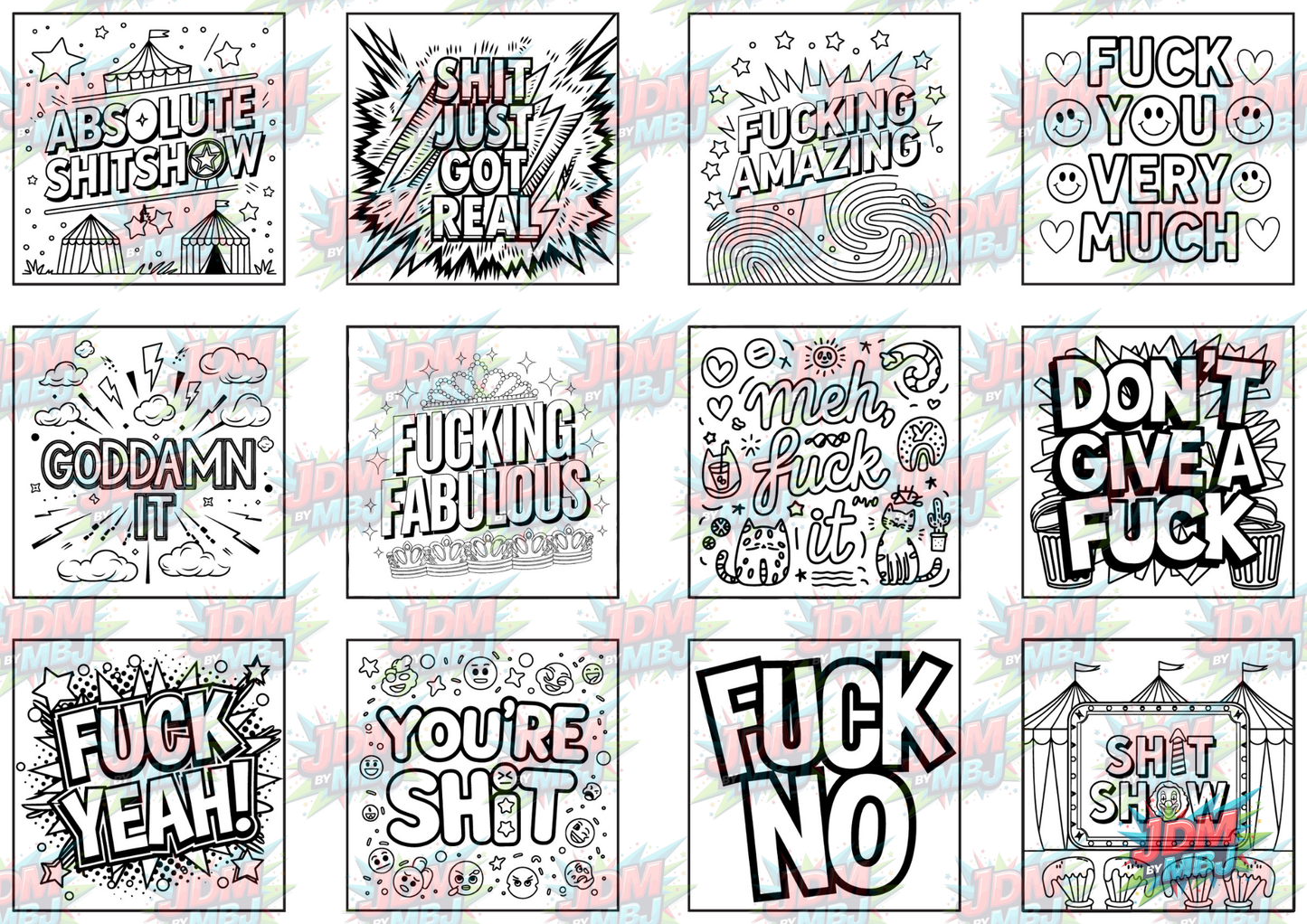 Swear Words "Bold & Easy" Volume 1 Digital Colouring Pages