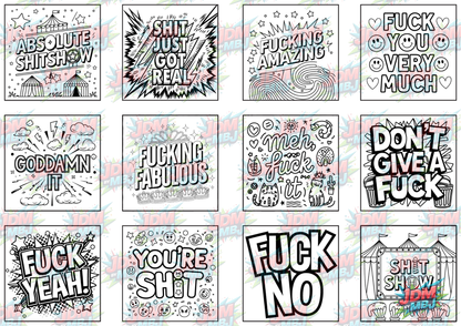 Swear Words "Bold & Easy" Volume 1 Digital Colouring Pages