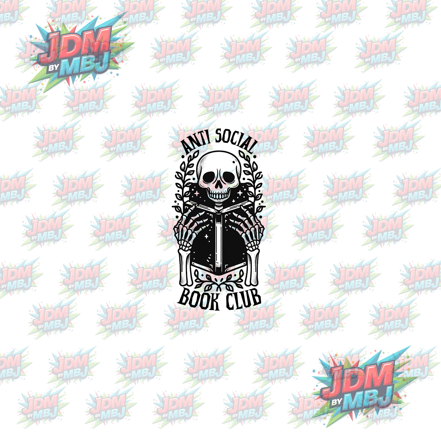 Iron On - Anti Social Book Club "Skull" DTF 20cm