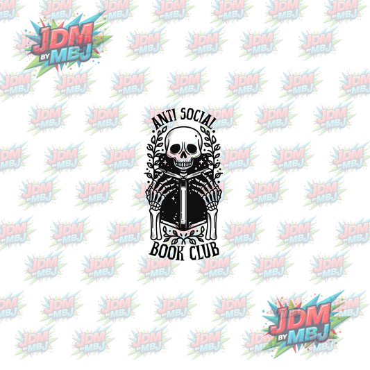 Iron On - Anti Social Book Club "Skull" DTF 20cm