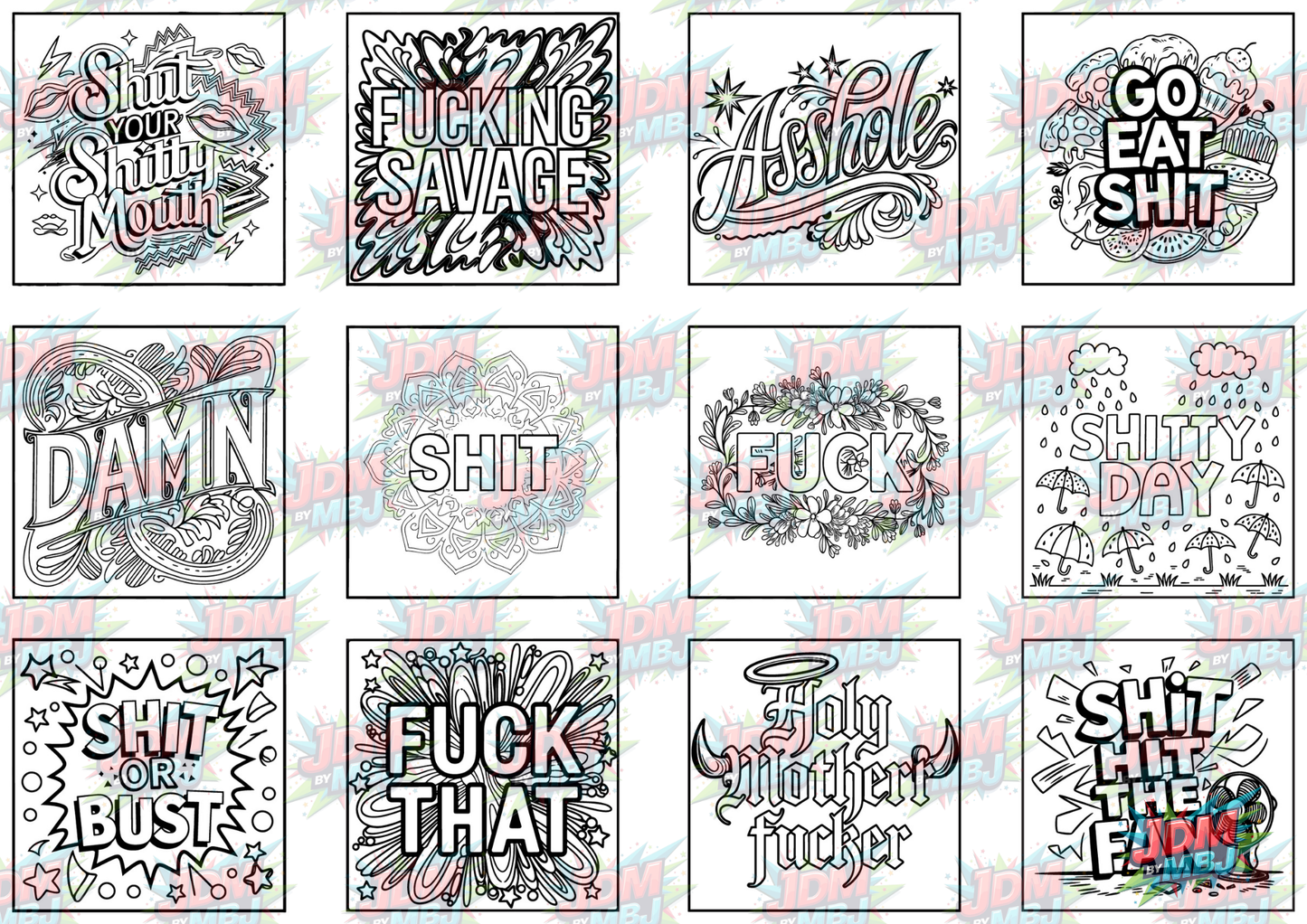 Swear Words "Bold & Easy" Volume 3 Digital Colouring Pages