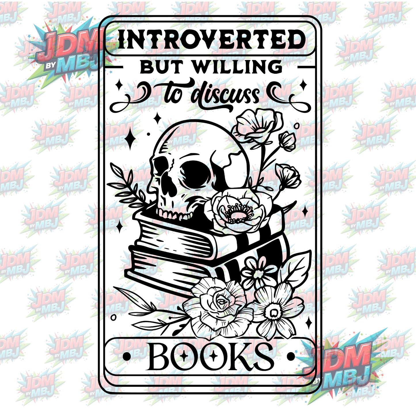 Iron On - Introverted But Willing to Disused Books DTF 20cm