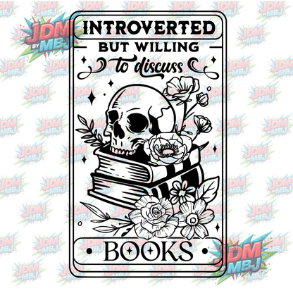 Iron On - Introverted But Willing to Disused Books DTF 20cm
