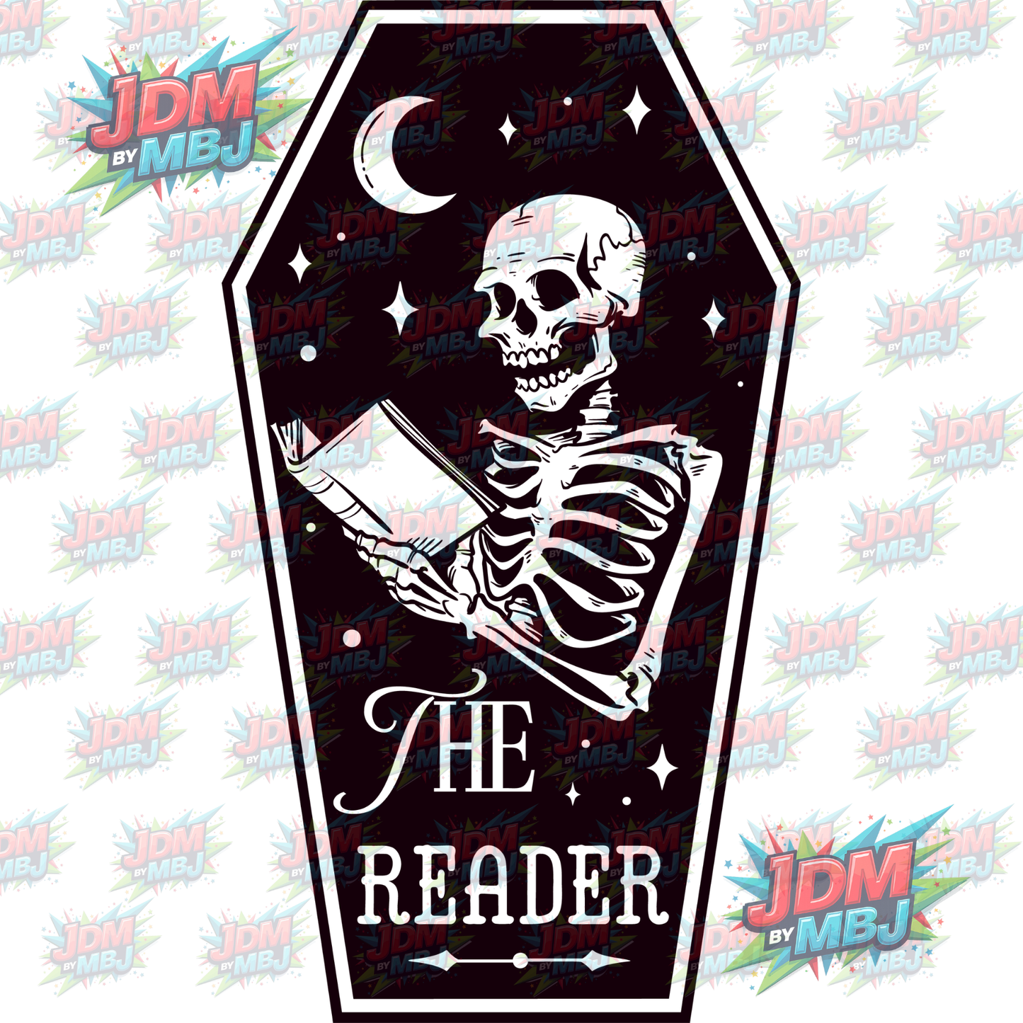 Iron On - The Reader "Skull" DTF 20cm