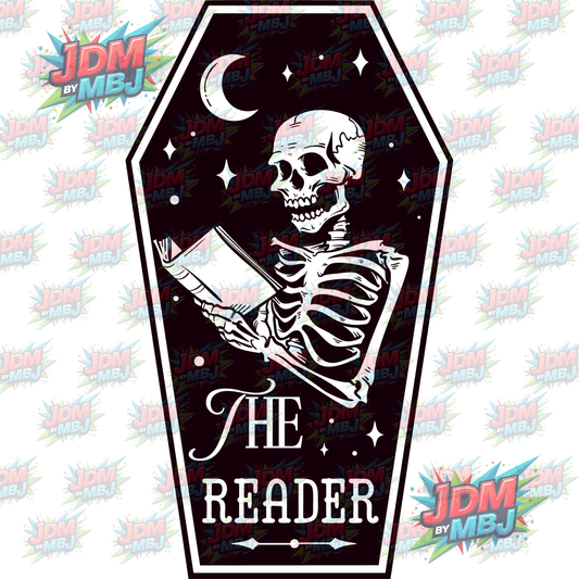 Iron On - The Reader "Skull" DTF 20cm