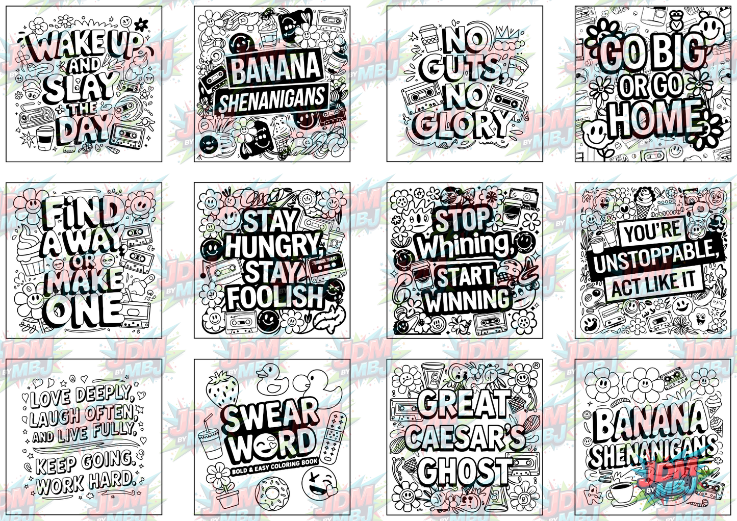 Swear Words "Bold & Easy" Volume 7 Digital Colouring Pages