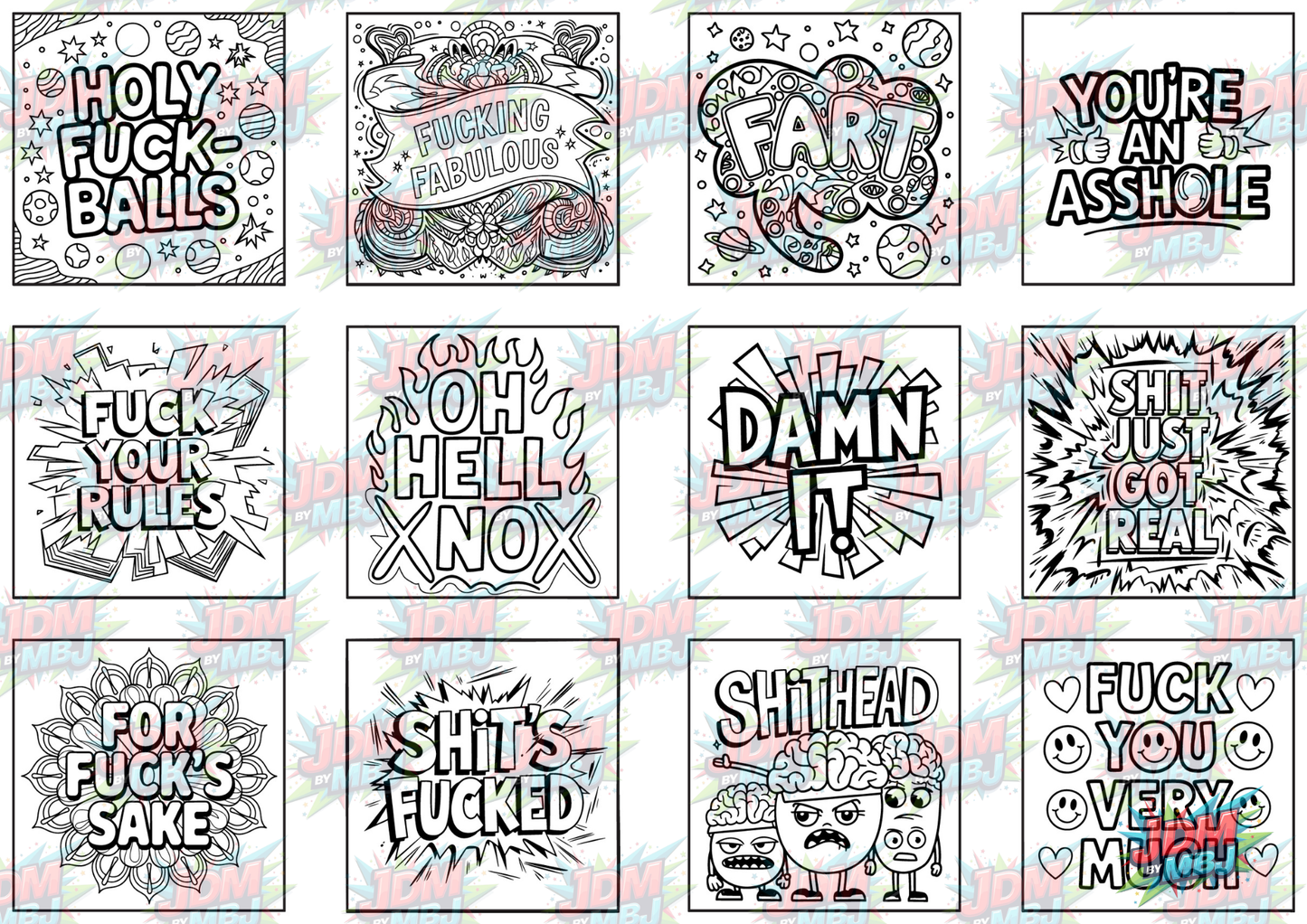 Swear Words "Bold & Easy" Volume 2 Digital Colouring Pages