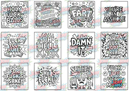 Swear Words "Bold & Easy" Volume 2 Digital Colouring Pages