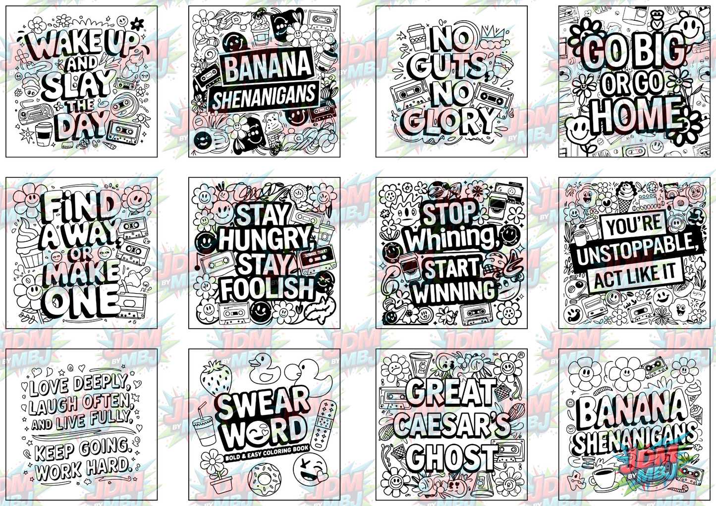 Swear Words "Bold & Easy" Volume 6 Digital Colouring Pages