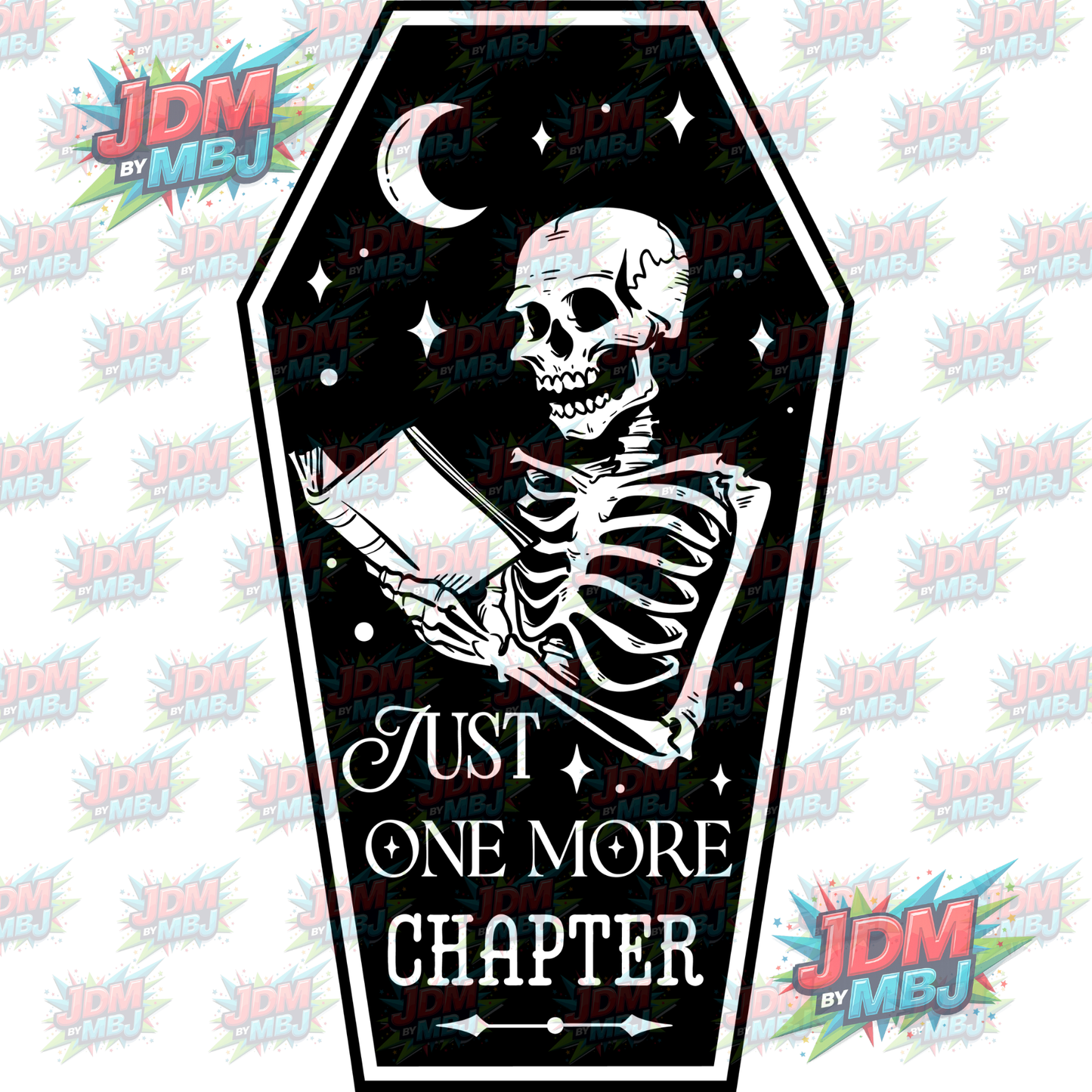 Iron On - Just One More Chapter "Skull" DTF 20cm