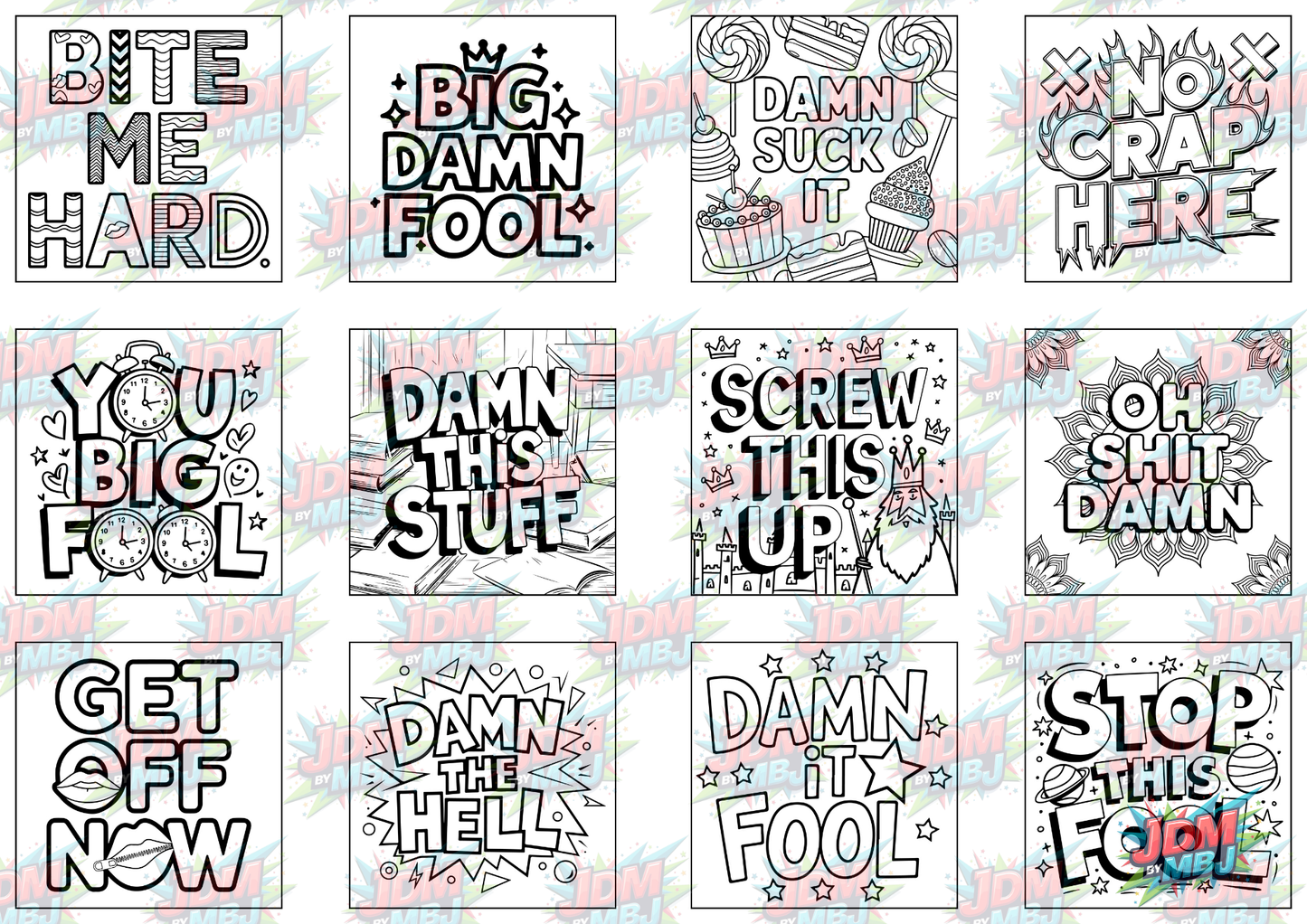 Swear Words "Bold & Easy" Volume 5 Digital Colouring Pages