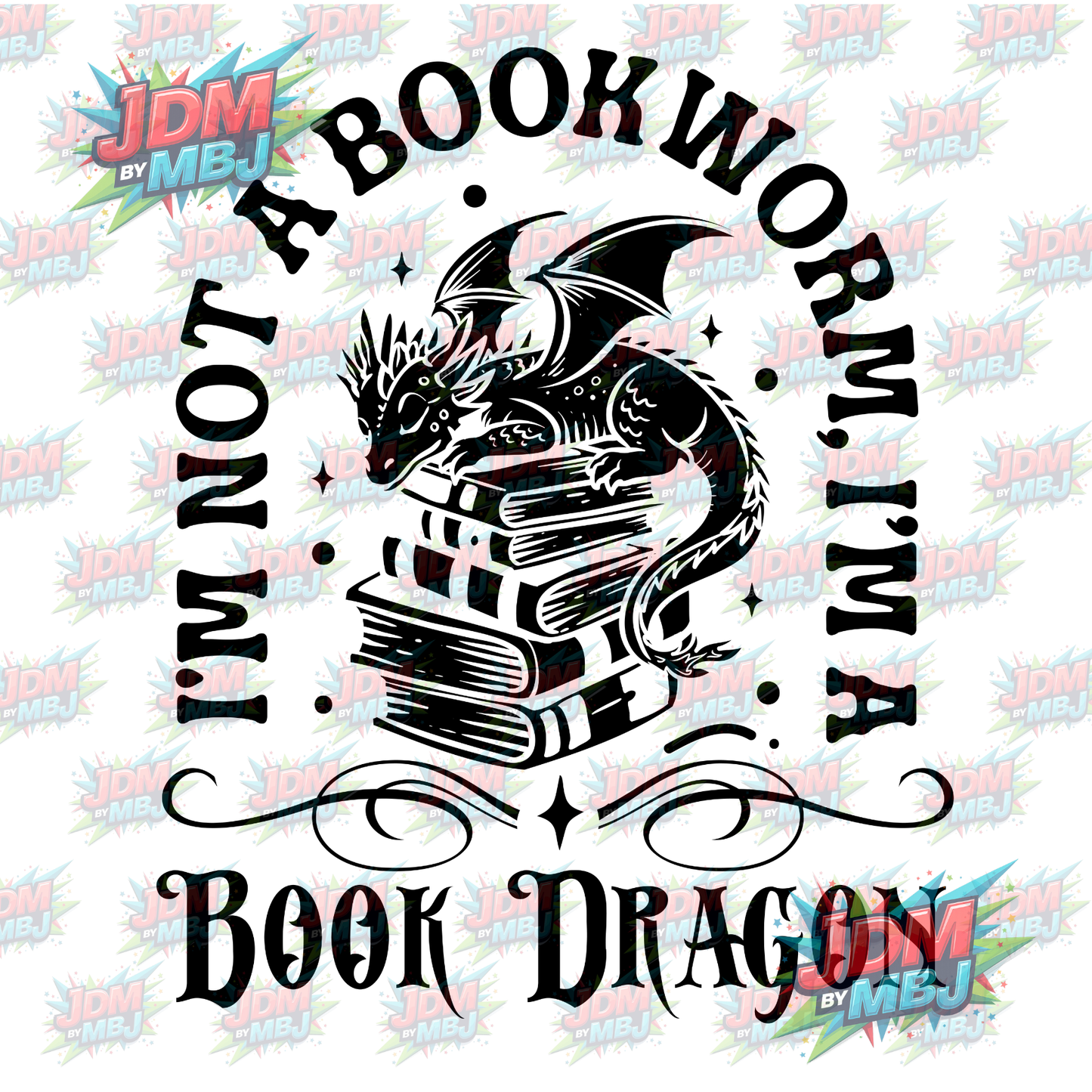 Iron On - Bookworm Dragon DTF 20cm