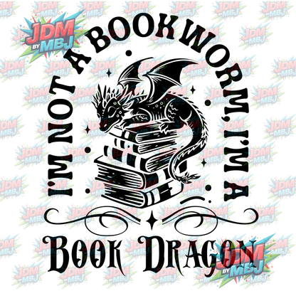 Iron On - Bookworm Dragon DTF 20cm