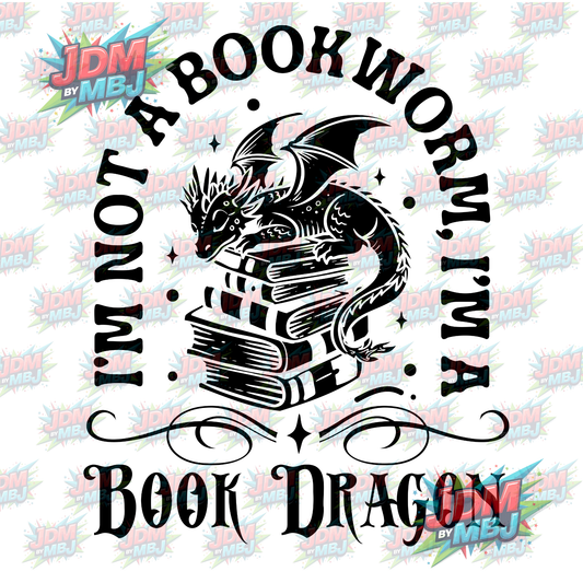 Iron On - Bookworm Dragon DTF 20cm