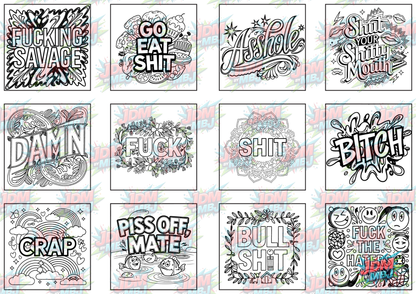 Swear Words "Bold & Easy" Volume 4 Digital Colouring Pages