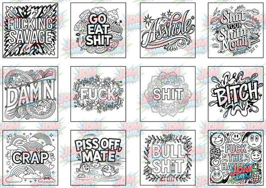 Swear Words "Bold & Easy" Volume 4 Digital Colouring Pages