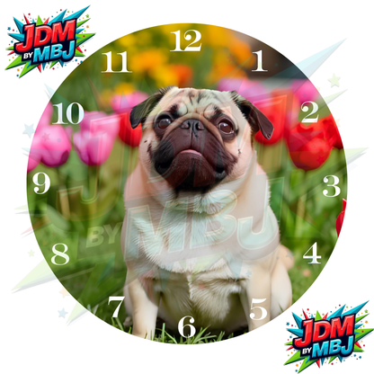 Impresiones de sublimación de relojes de 20 cm x 20 cm, inspirados en pájaros, perros y tigres.