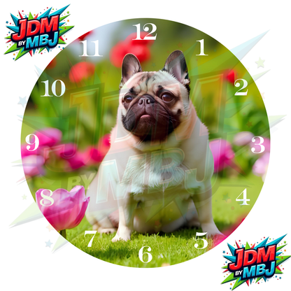 Impresiones de sublimación de relojes de 20 cm x 20 cm, inspirados en pájaros, perros y tigres.