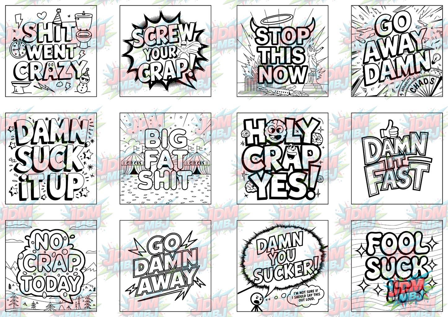 Swear Words "Bold & Easy" Volume 5 Digital Colouring Pages