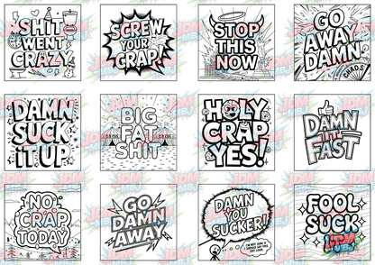 Swear Words "Bold & Easy" Volume 5 Digital Colouring Pages